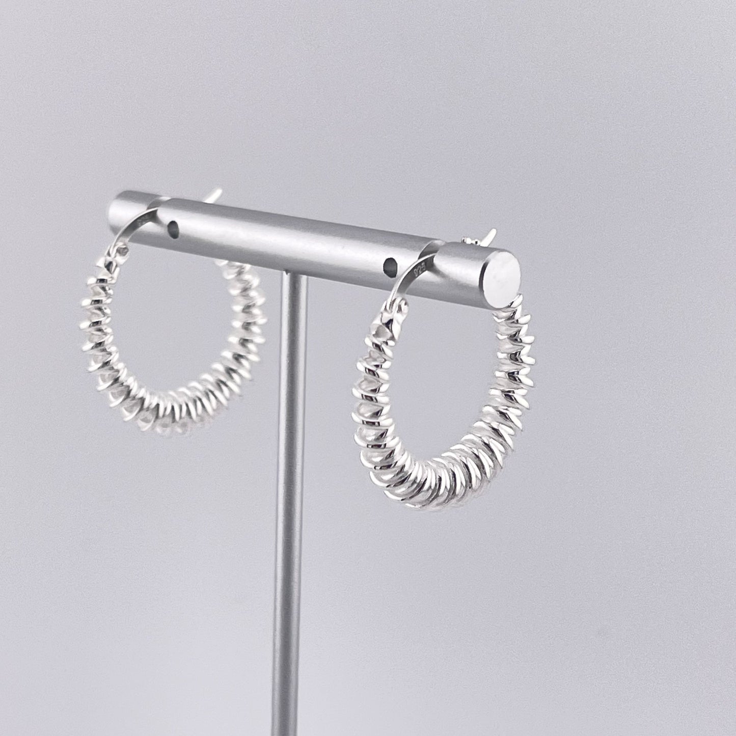 Sterling Silver Spiral Hoop Earrings: Modern Stacked Design