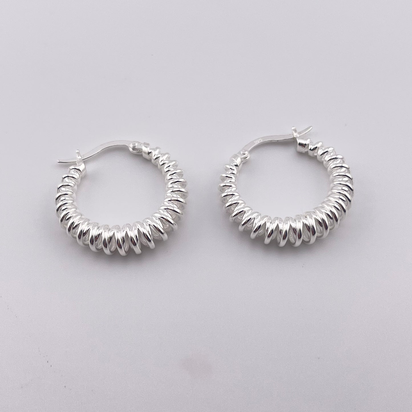 Sterling Silver Spiral Hoop Earrings: Modern Stacked Design