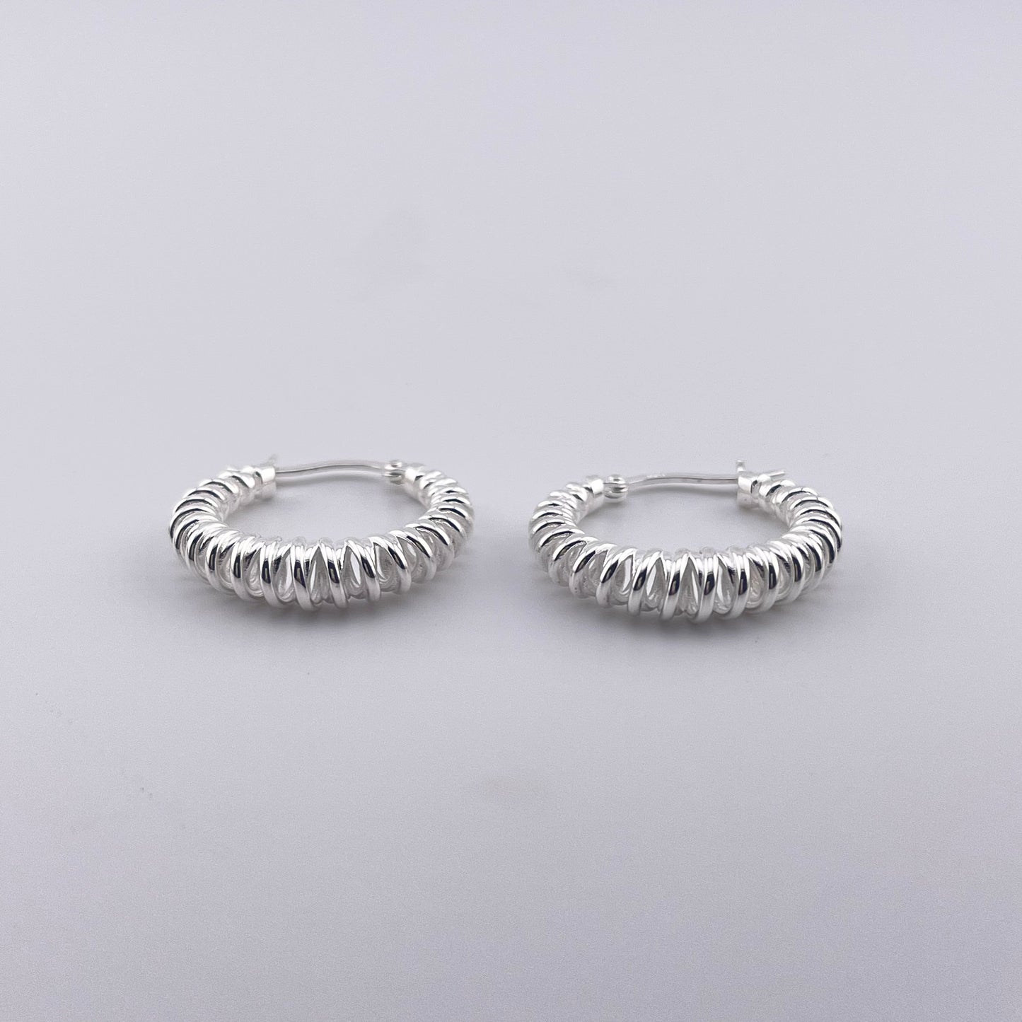 Sterling Silver Spiral Hoop Earrings: Modern Stacked Design