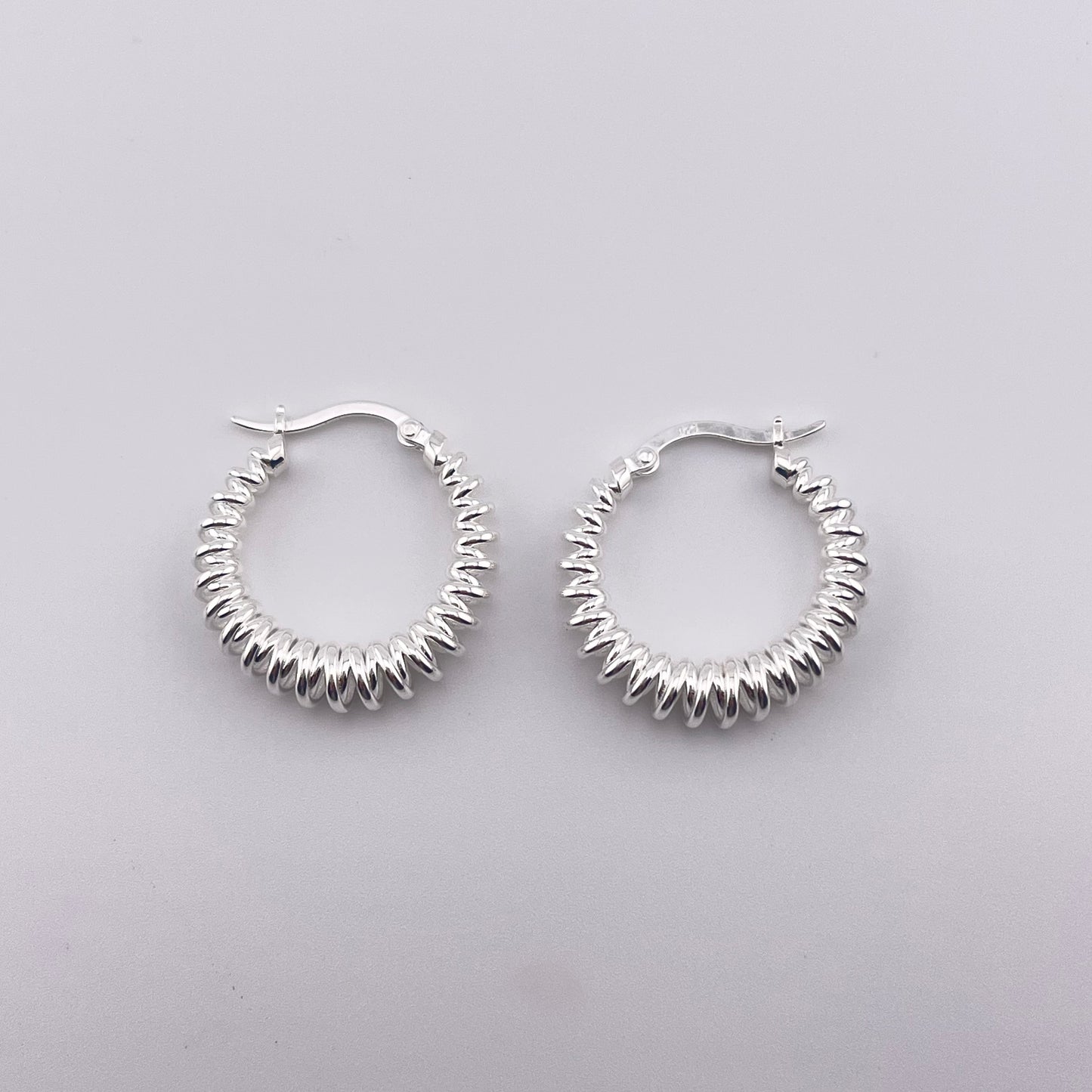 Sterling Silver Spiral Hoop Earrings: Modern Stacked Design