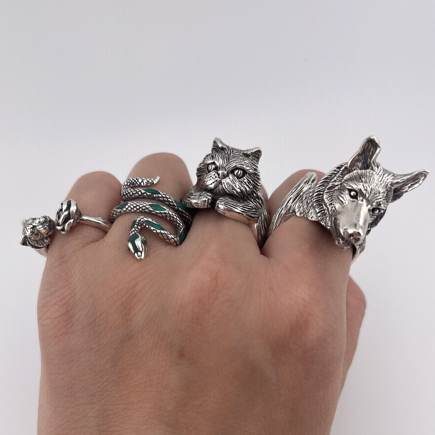 925 Sterling Silver Snake Ring – Adjustable Wrap Design, Gothic Statement Jewelry