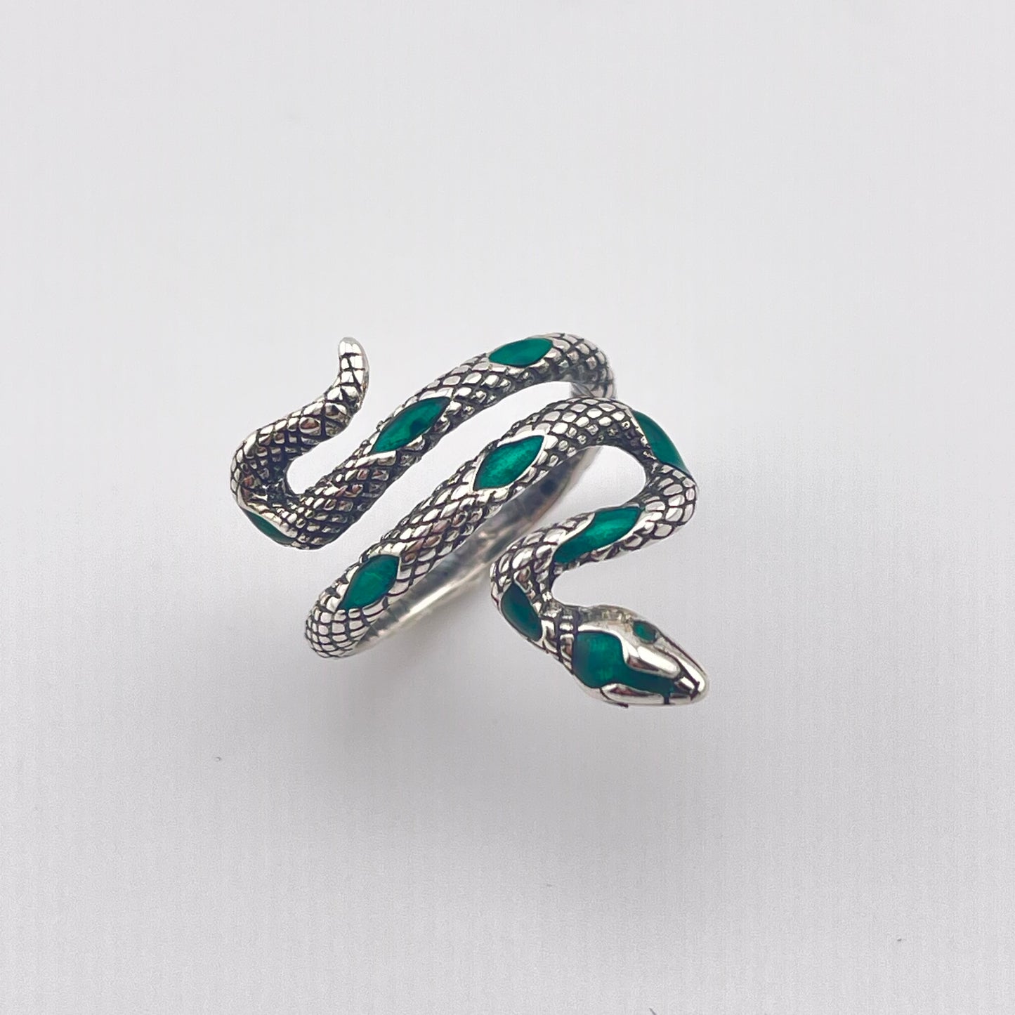 925 Sterling Silver Snake Ring – Adjustable Wrap Design, Gothic Statement Jewelry