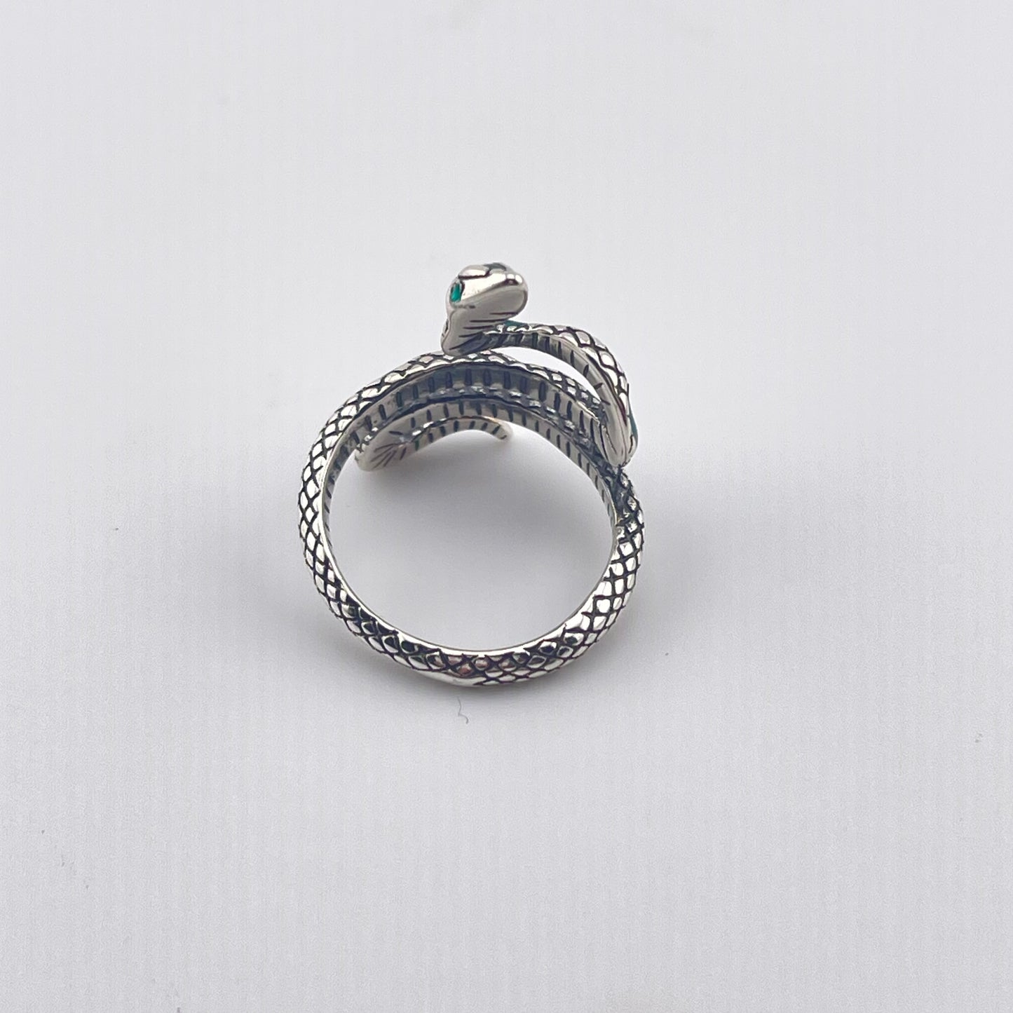 925 Sterling Silver Snake Ring – Adjustable Wrap Design, Gothic Statement Jewelry
