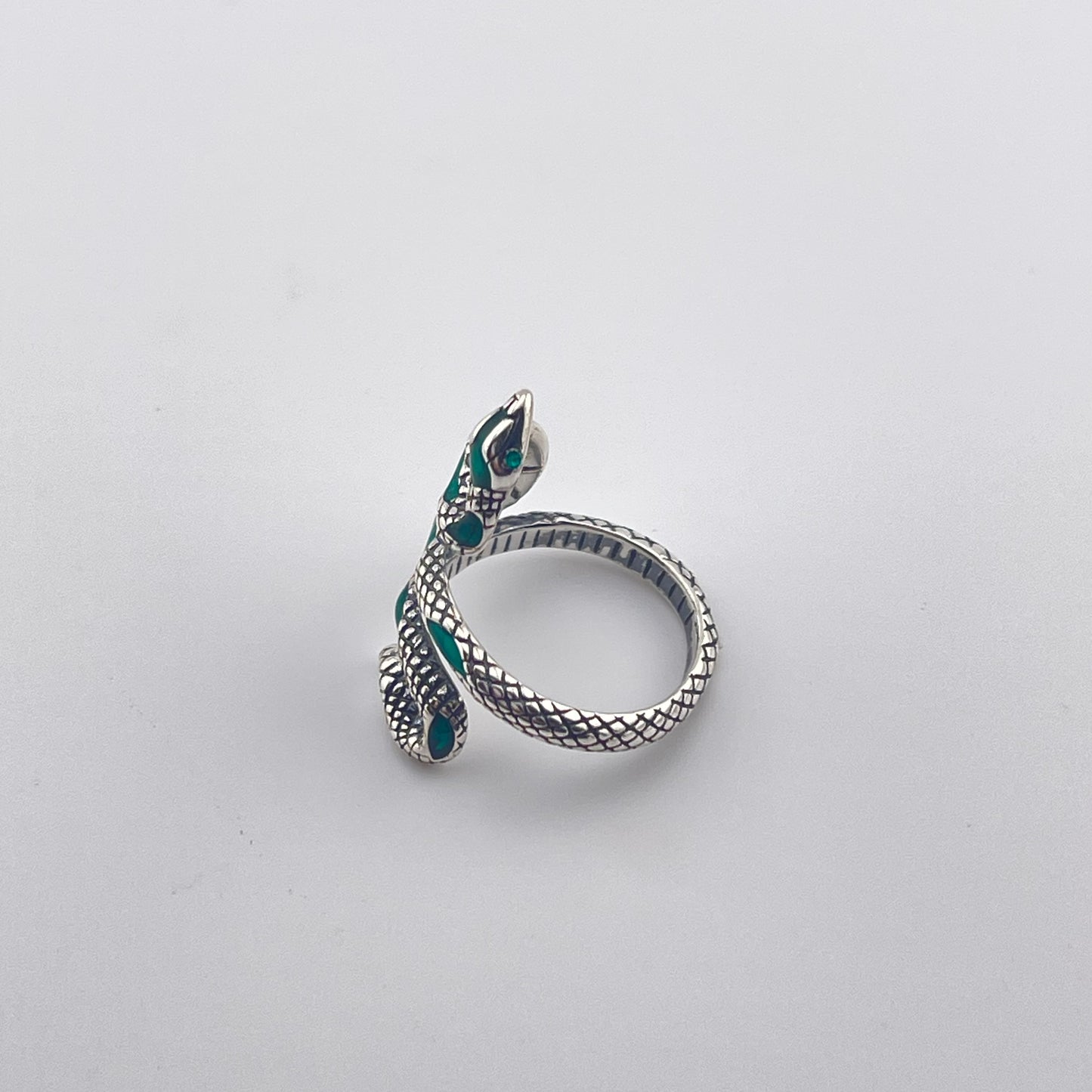 925 Sterling Silver Snake Ring – Adjustable Wrap Design, Gothic Statement Jewelry