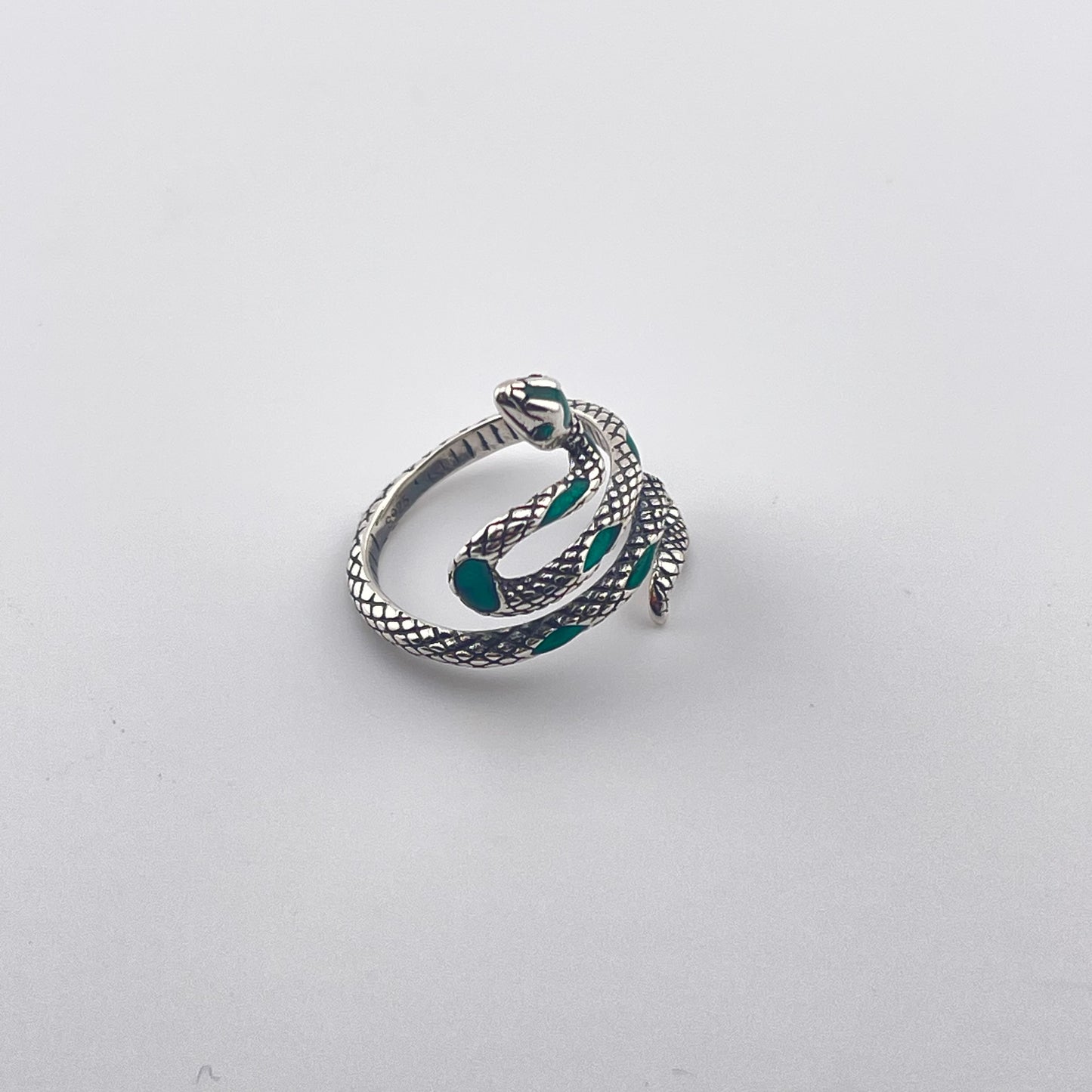 925 Sterling Silver Snake Ring – Adjustable Wrap Design, Gothic Statement Jewelry