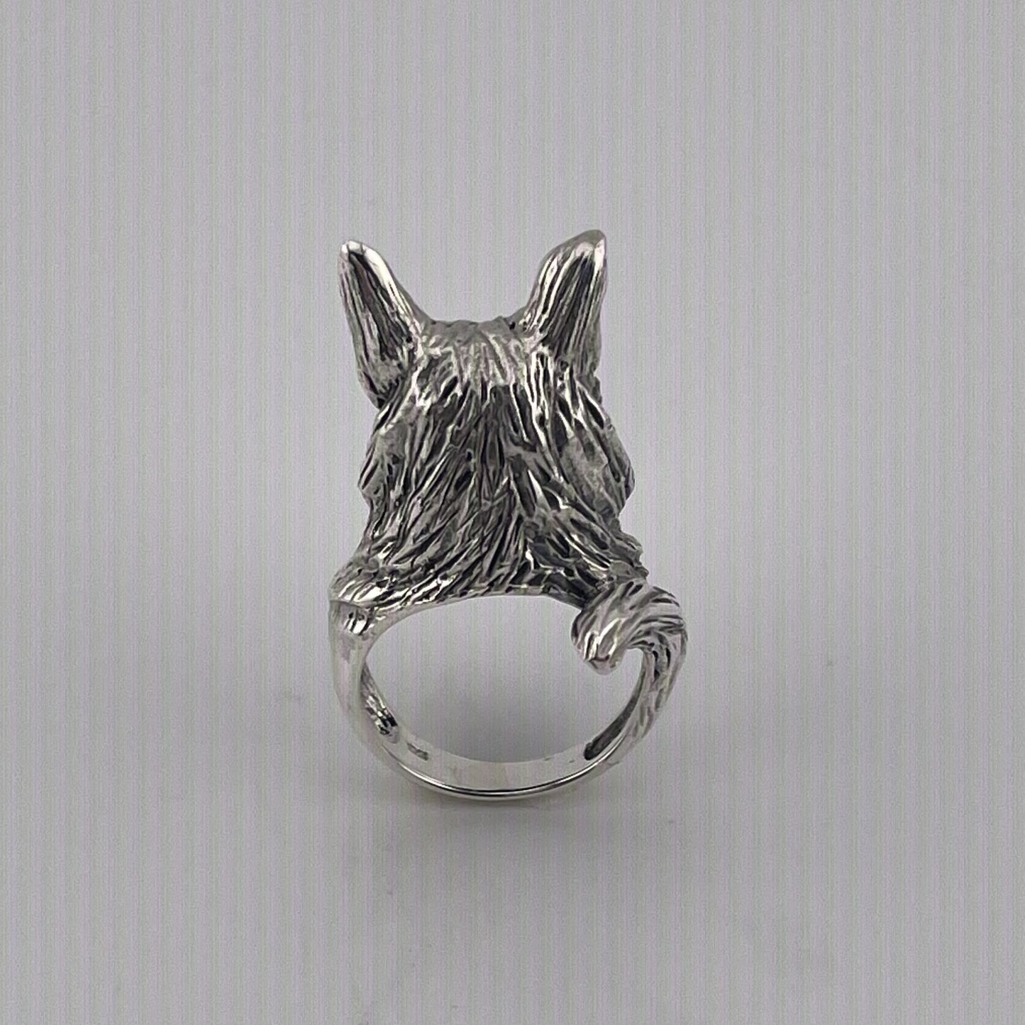 Handmade Sterling Silver Wolf Head Ring – Animal Totem Statement Jewelry, Men's Vintage Ring