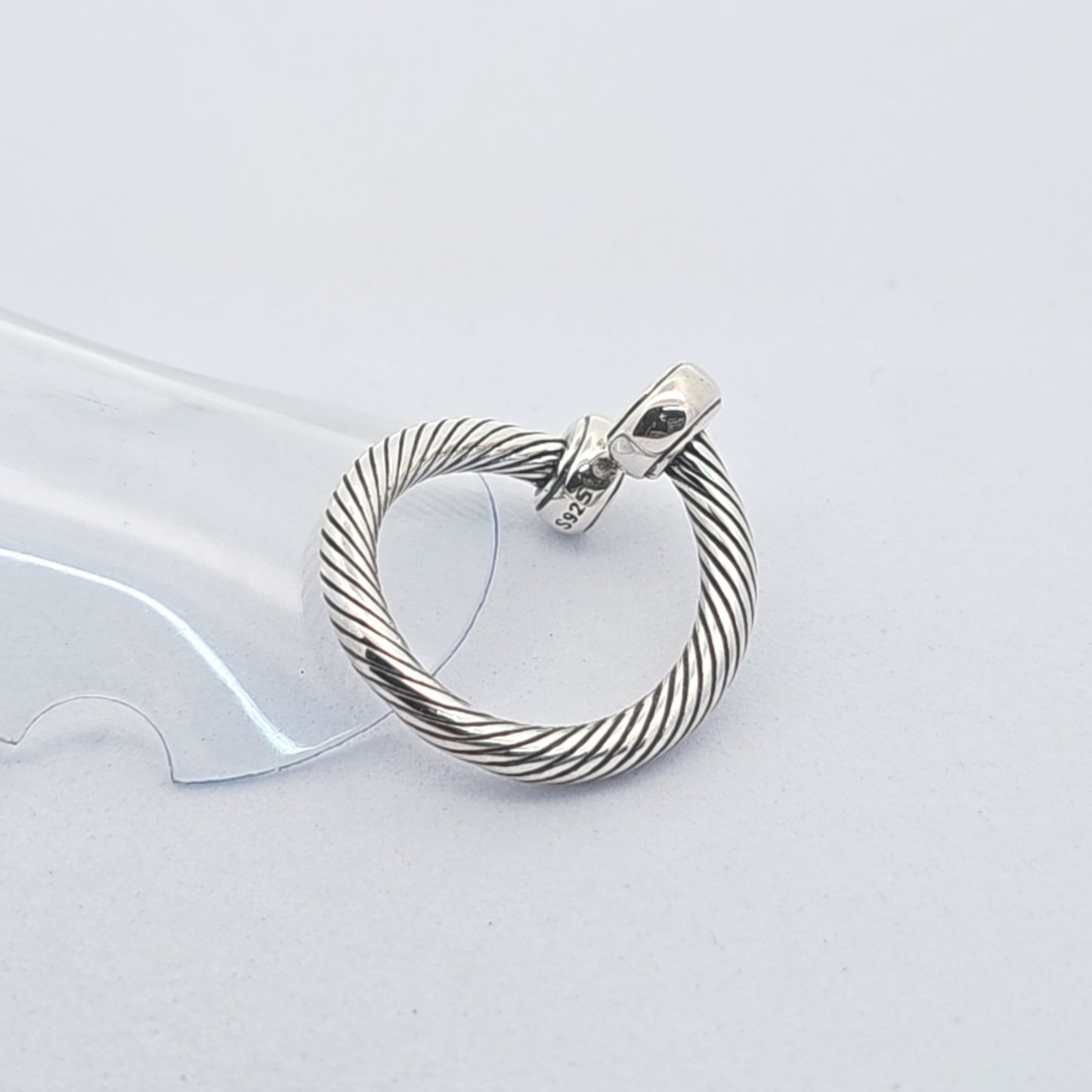 925 sterling silver free size ring - a sleek twisted cable band