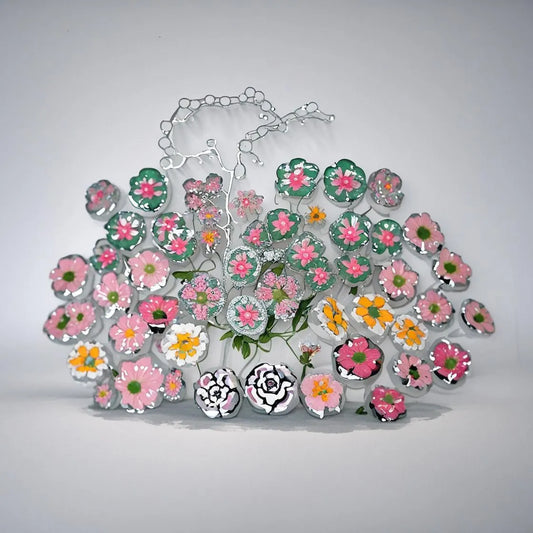 Handcraft Sterling Silver Enamel Flower Necklace: Adjustable Kids Jewelry